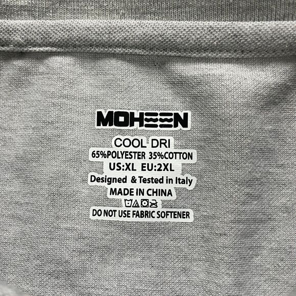 Moheen Cool Dri Polo Shirt Mens 2XL Gray Long Sleeve Collared Casual Pocket Top - Picture 7 of 11